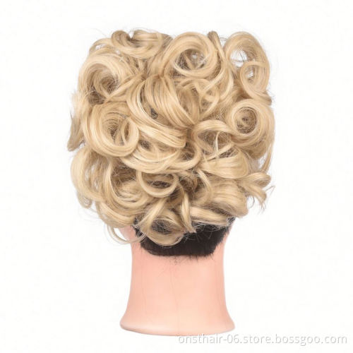 MYZYR Elastic Chignon Hairpiece Curly Messy Bun Mix Gray Natural Chignon Synthetic Hair Extension Chic and Trendy